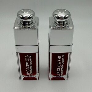 Dior Addict Lip Glow Oil 015 Cherry Color Reviver Nourishing Lip Gloss x 2 Set